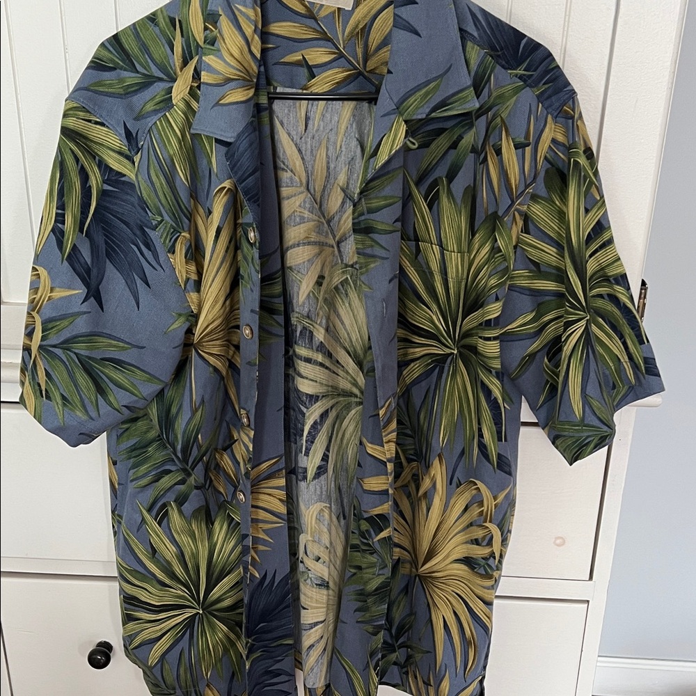 Tommy Bahama Tropical Leaf Print Men's Short Sleeve Shirt M